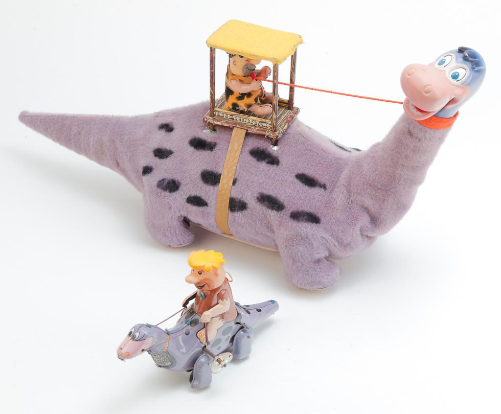 TWO MARX FLINSTONES TOYS WITH DINO FRED AND BARNEY (1 of 3)