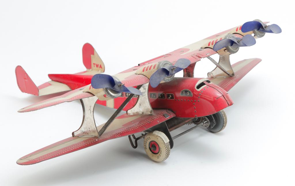 MARX TIN LITHO WIND-UP U.S. MAIL TWA BIPLANE (1 of 3)