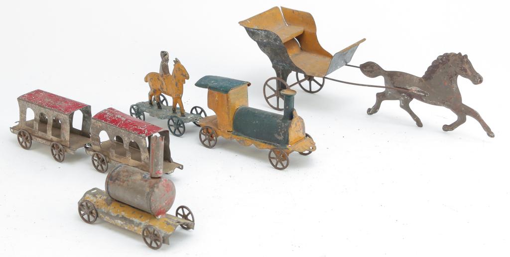 THREE EARLY PRESSED TIN TOYS (1 of 3)