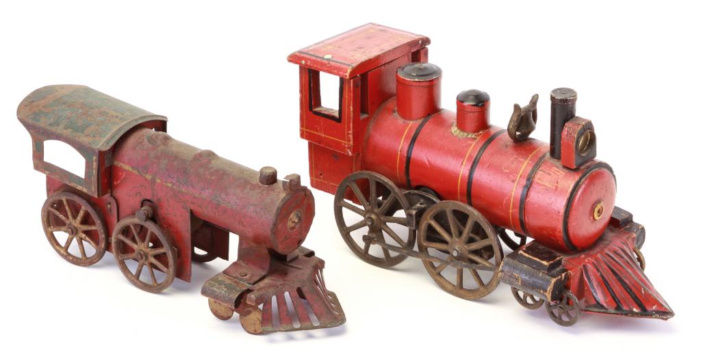 TWO AMERICAN FRICTION TRAIN ENGINE TOYS. (1 of 4)