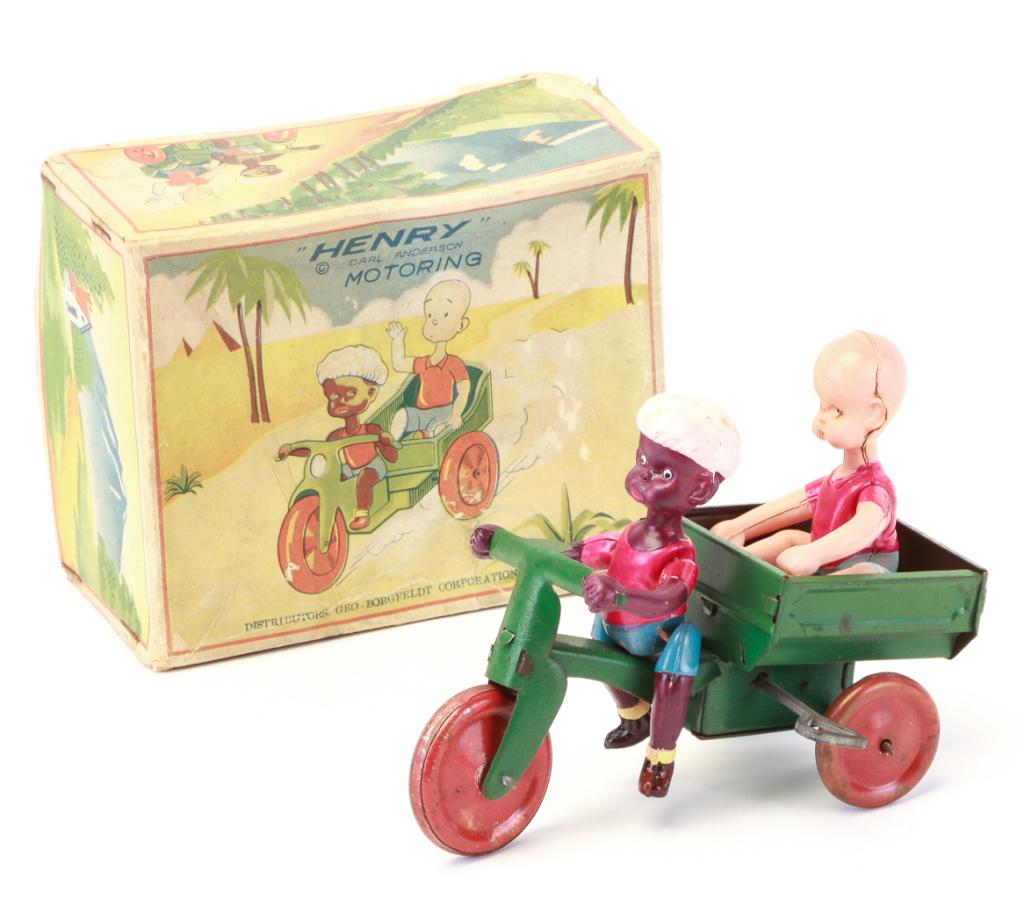 JAPANESE "HENRY MOTORING" WIND UP TOY WITH BOX. (1 of 3)