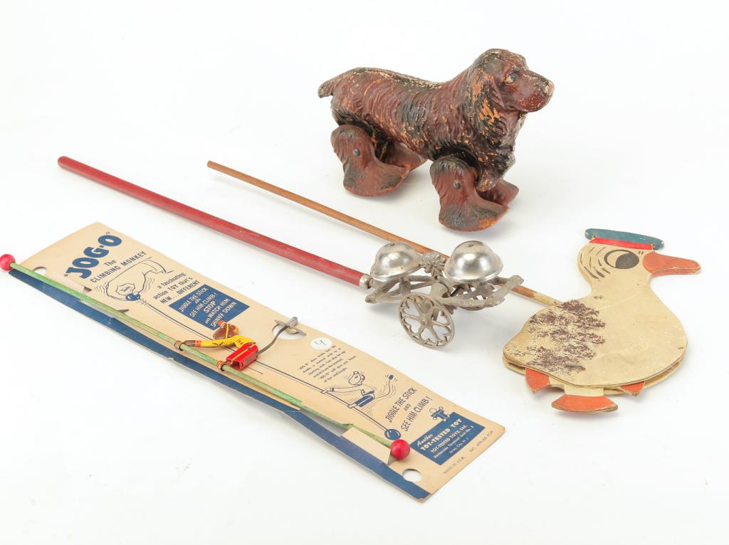 FOUR VARIOUS STICK AND PULL TOYS (1 of 2)
