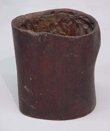 TWO PIECES OF PRIMITIVE BURL. Stump vase,