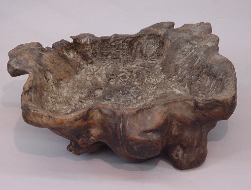 TWO PIECES OF PRIMITIVE BURL. Stump vase, - 2