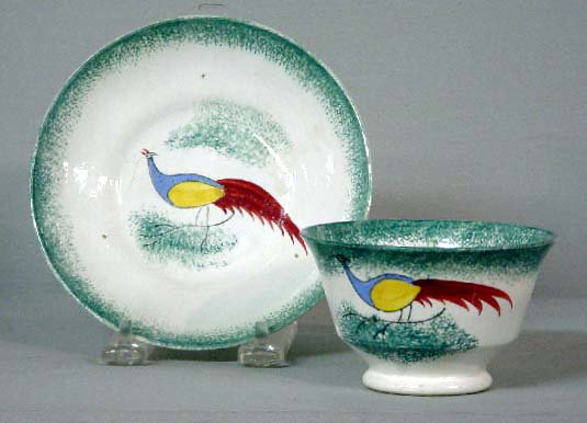 SPATTER HANDLELESS CUP AND SAUCER. Medium