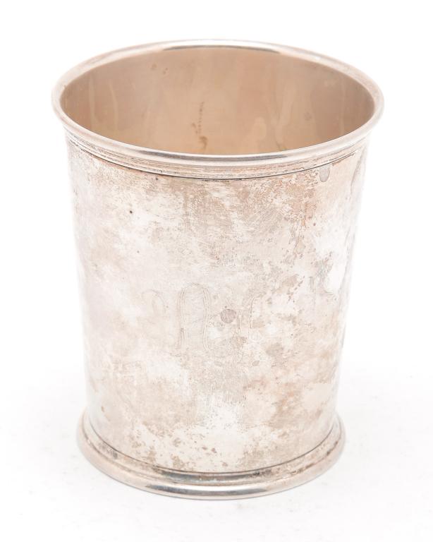 AMERICAN "S. KIRK & SON STERLING" JULEP.: Mid 20th century. Monogrammed. 3.5"h. Approx. 4.5 ozt.