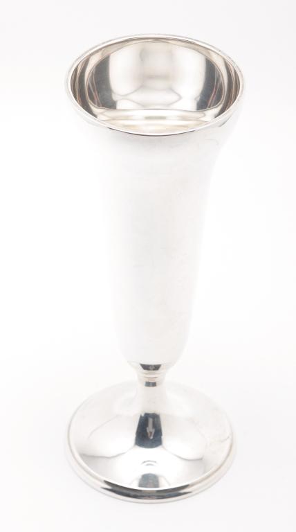 AMERICAN "STERLING" VASE BY WATSON.: First half 20th century. Marked on the bottom for Watson Company. Weighted base. 10"h.