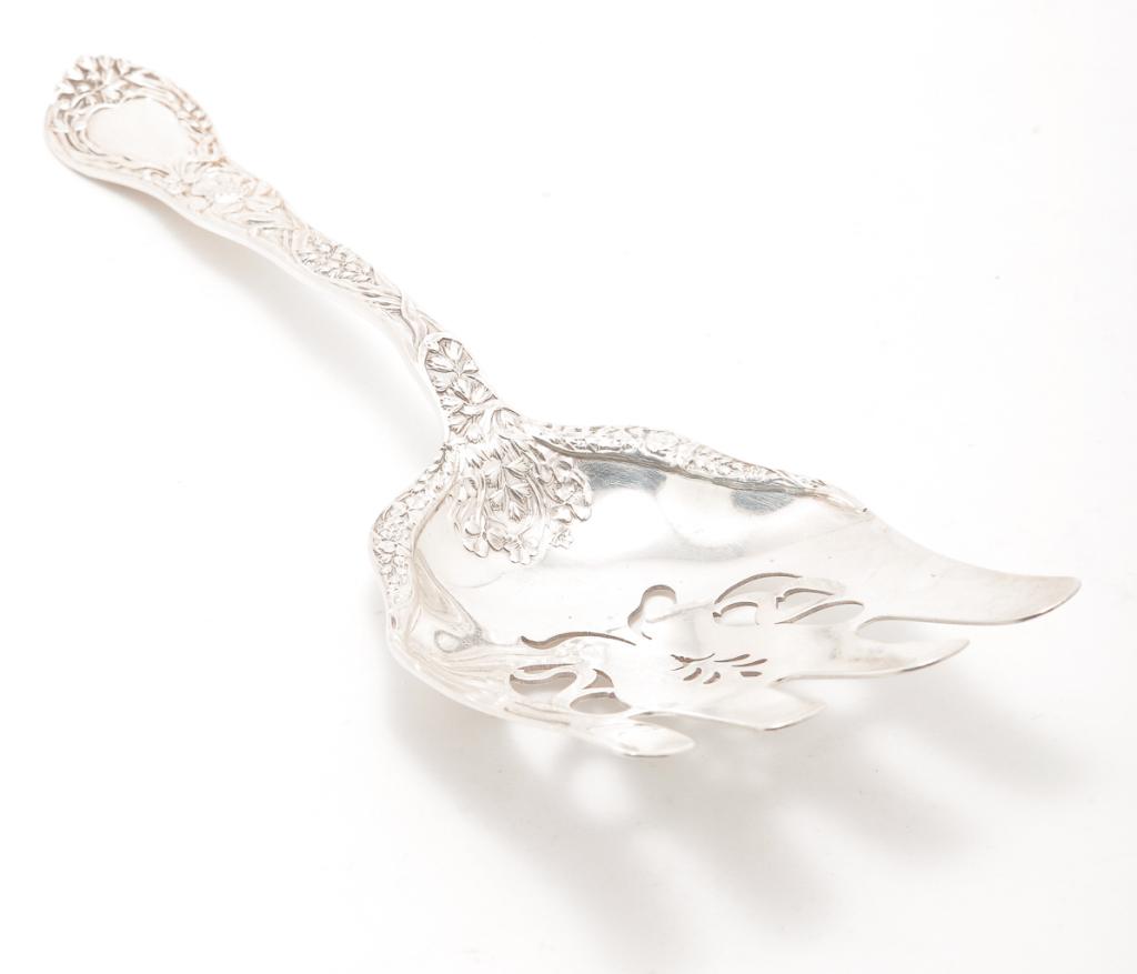 AMERICAN GORHAM "STERLING" ASPARAGUS FORK.: Lte 19th-early 20th century. Floral decoration. Marked. 9"l. Approx. 4ozt.