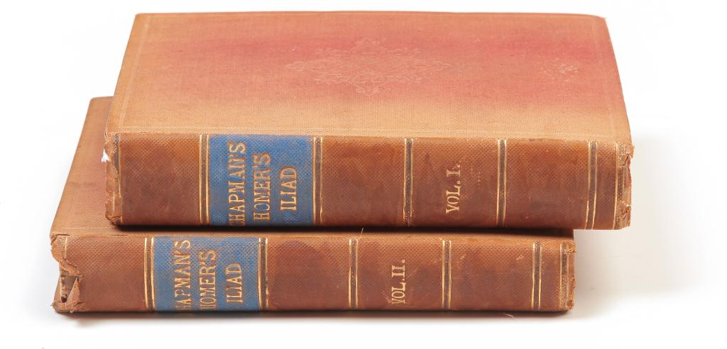 TWO VOLUMES HOMER'S ILIAD BY GEORGE CHAPMAN. (1 of 8)