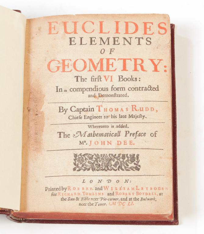 THOMAS RUDD'S EUCLID, LONDON 1651. (1 of 8)