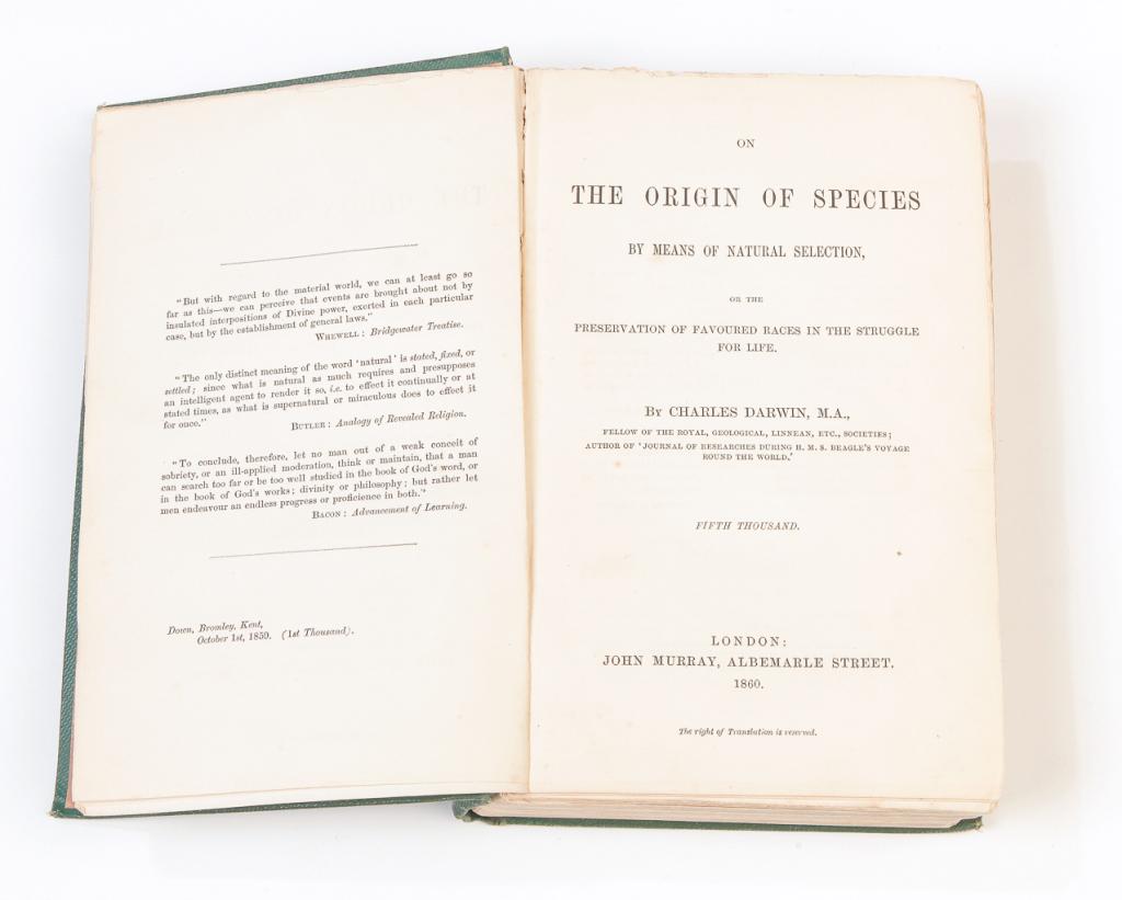 ON THE ORIGIN OF SPECIES BY CHARLES DARWIN 1860. (1 of 6)