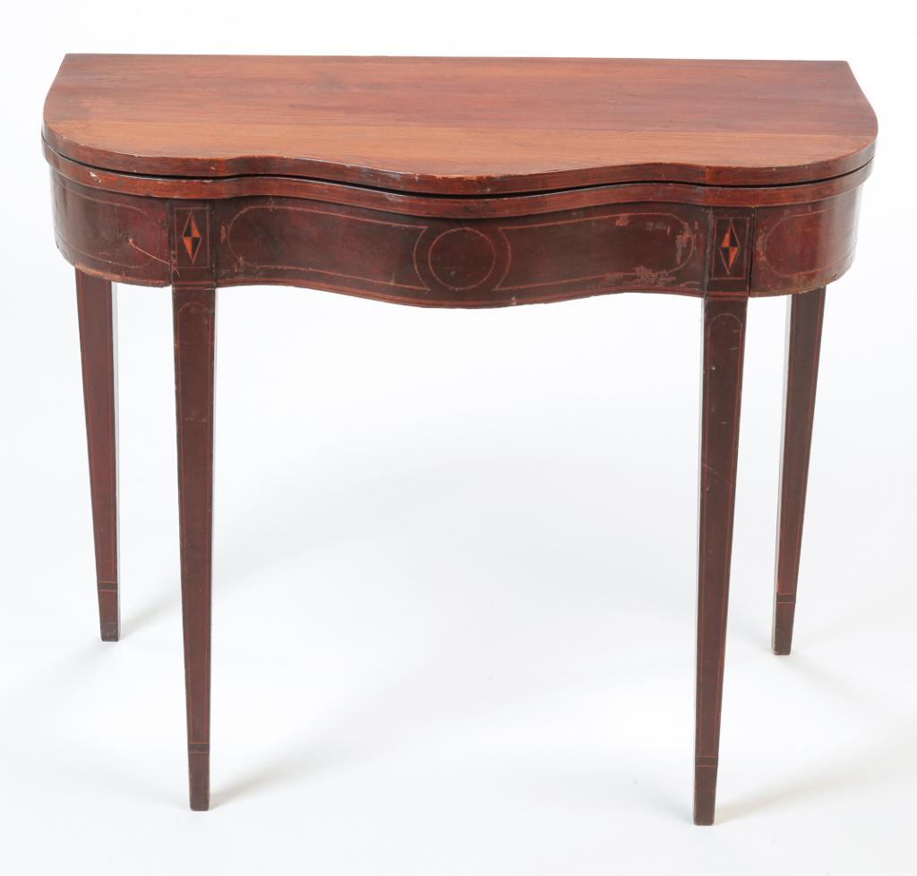 AMERICAN HEPPLEWHITE GAME TABLE. (1 of 3)