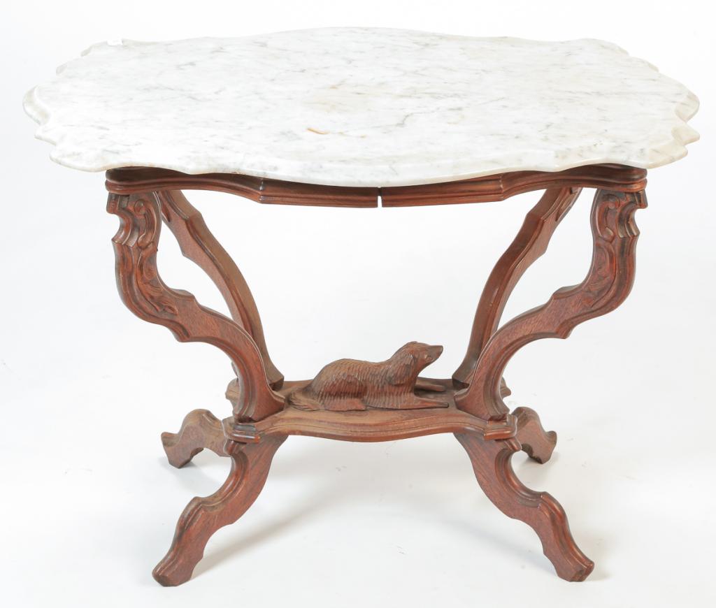 AMERICAN VICTORIAN PARLOR TABLE. (1 of 4)