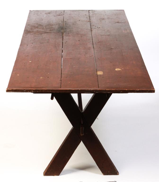 CONTEMPORARY SAWBUCK DINING TABLE. (1 of 2)