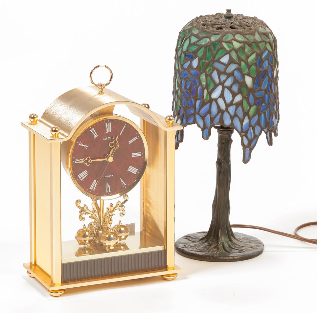 ASIAN LAMP AND CLOCK. (1 of 7)