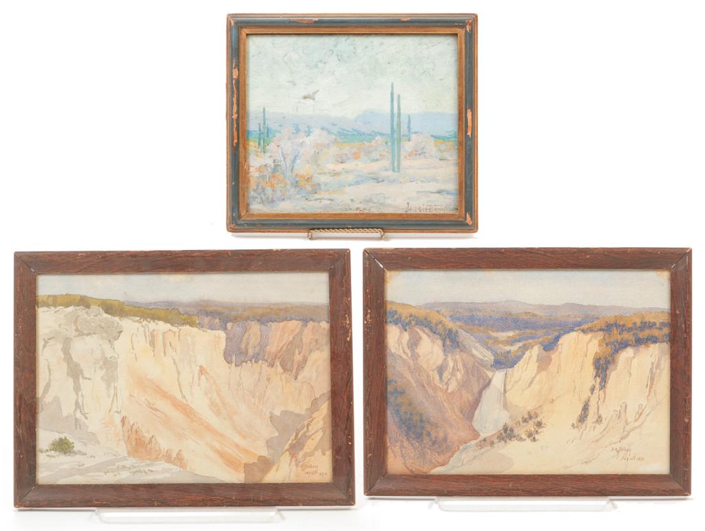 THREE AMERICAN WESTERN PAINTINGS. (1 of 6)