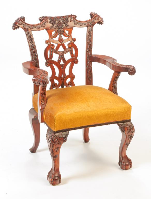 EUROPEAN CHILD SIZE CHIPPENDALE STYLE CHAIR. (1 of 3)