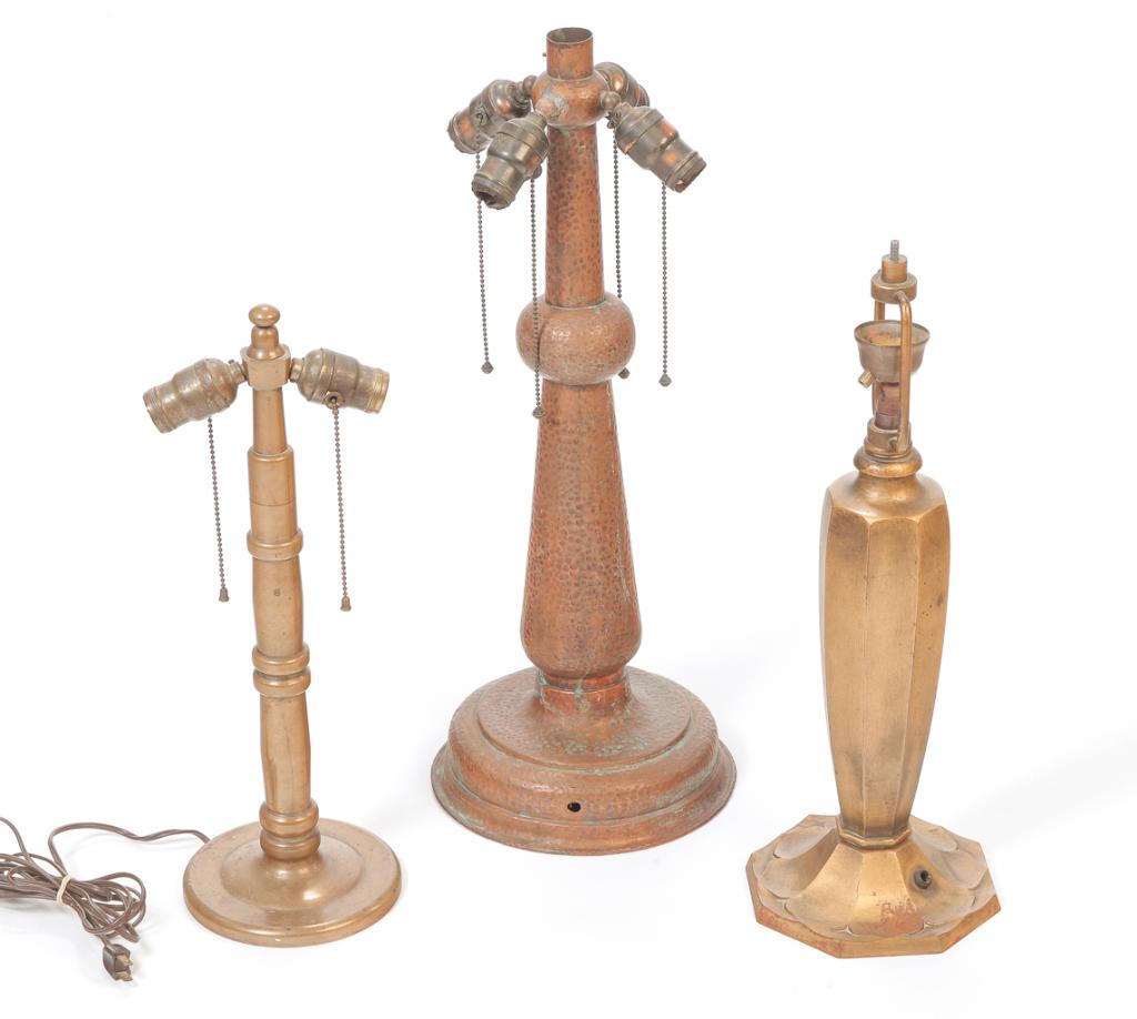 THREE AMERICAN TABLE LAMP BASES. (1 of 6)