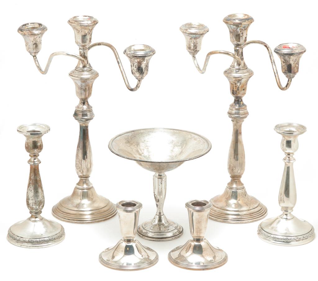 SEVEN AMERICAN WEIGHTED "STERLING" PIECES. (1 of 7)