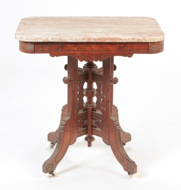 AMERICAN EASTLAKE PARLOR TABLE. (1 of 4)
