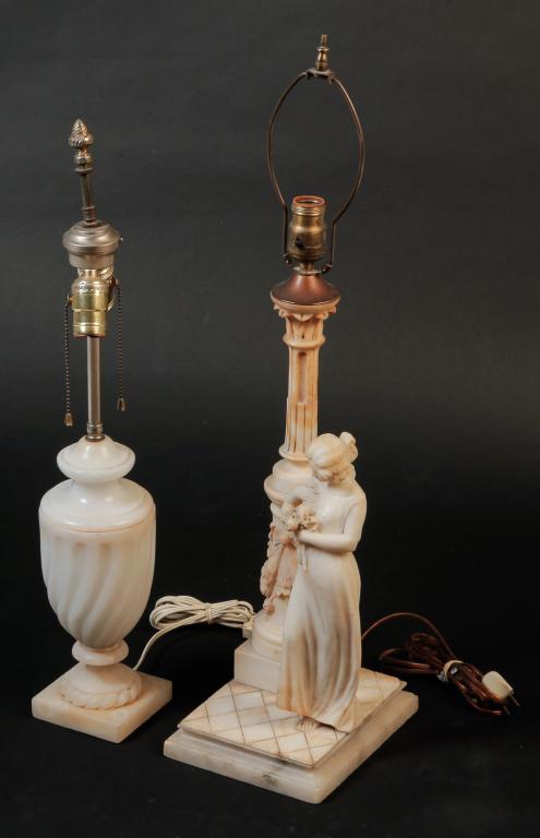 TWO EUROPEAN ALABASTER LAMPS. (1 of 5)