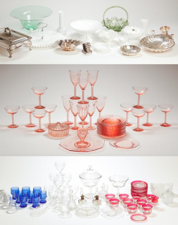 GROUP OF CHINA, GLASS AND SILVER PLATE. (1 of 20)