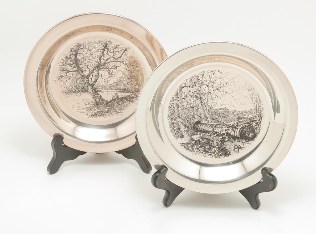 FOUR AMERICAN "JAMES WYETH, STERLING" PLATES. (1 of 9)