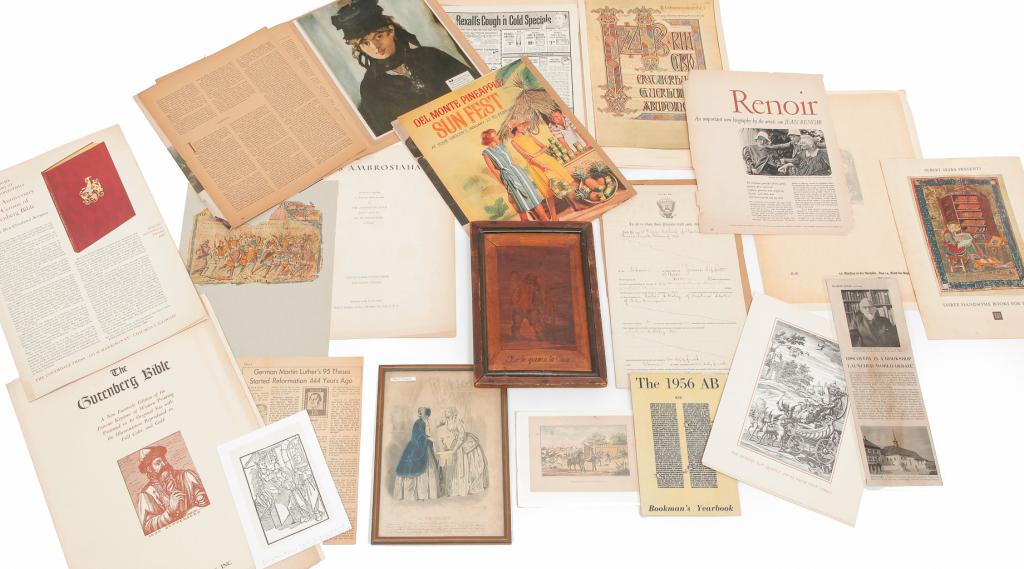 GROUP OF PRINTS, BILL OF SALE AND WOOD PANEL. (1 of 7)