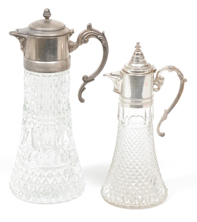 TWO AMERICAN PRESSED GLASS PITCHERS. (1 of 3)