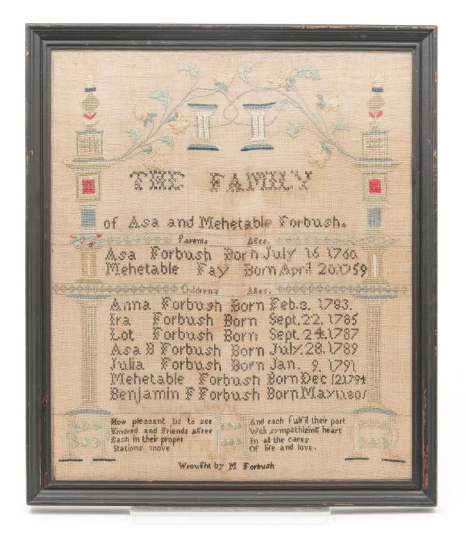 MASSACHUSETTS FAMILY RECORD SAMPLER. (1 of 2)