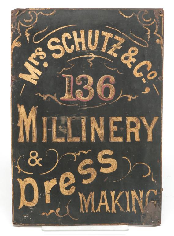 AMERICAN MILLINERY TRADE SIGN. (1 of 2)