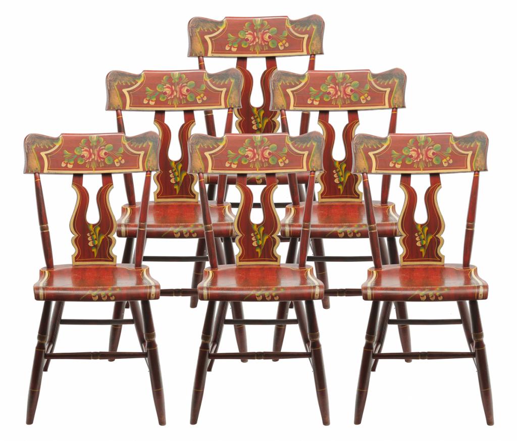 SIX PENNSYLVANIA DECORATED SIDE CHAIRS. (1 of 3)