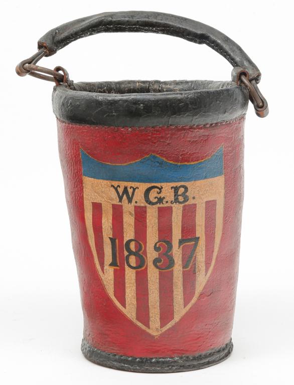 AMERICAN LEATHER FIRE BUCKET. (1 of 3)