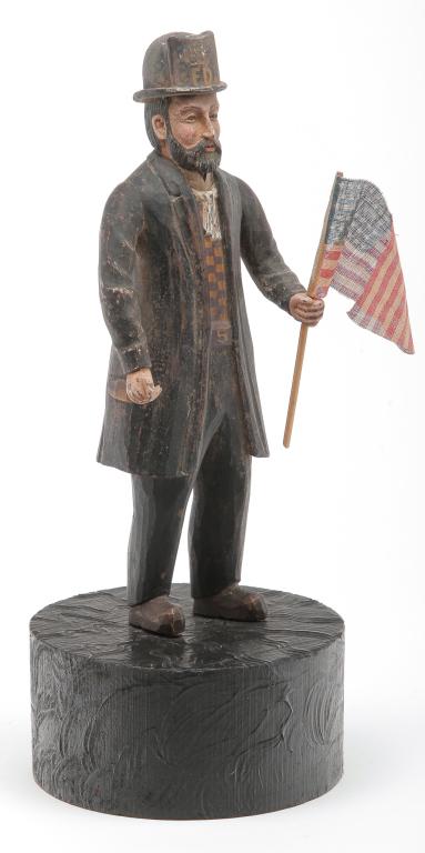 AMERICAN FIREMAN CARVING. (1 of 3)