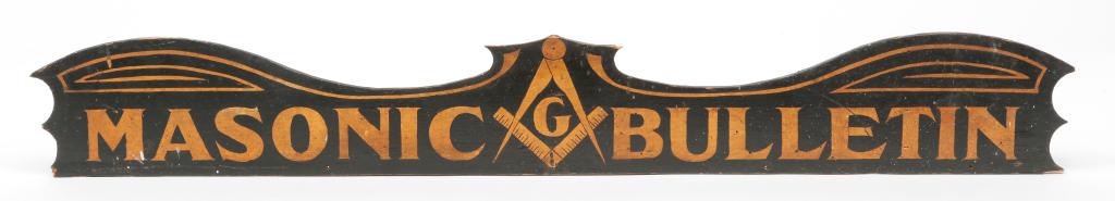 AMERICAN "MASONIC BULLETIN" LODGE SIGN. (1 of 2)