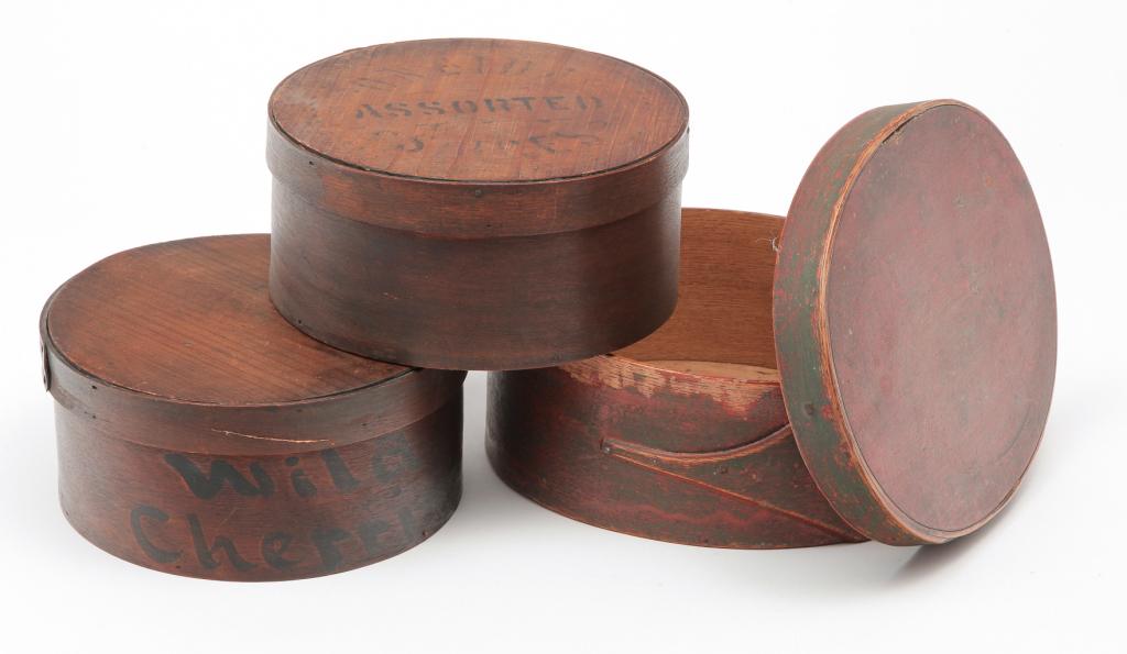 THREE AMERICAN BENTWOOD PANTRY BOXES. (1 of 5)