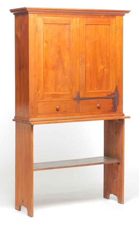 ZOAR TABLE TOP CUPBOARD AND BUCKET BENCH. (1 of 3)