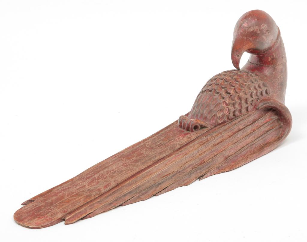 AMERICAN CARVED WOOD BIRD PLAQUE. (1 of 3)