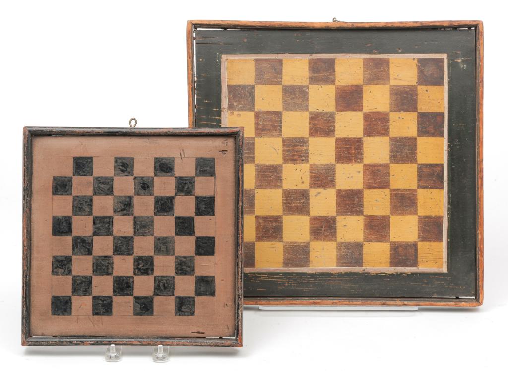 TWO AMERICAN DECORATED GAMEBOARDS. (1 of 3)