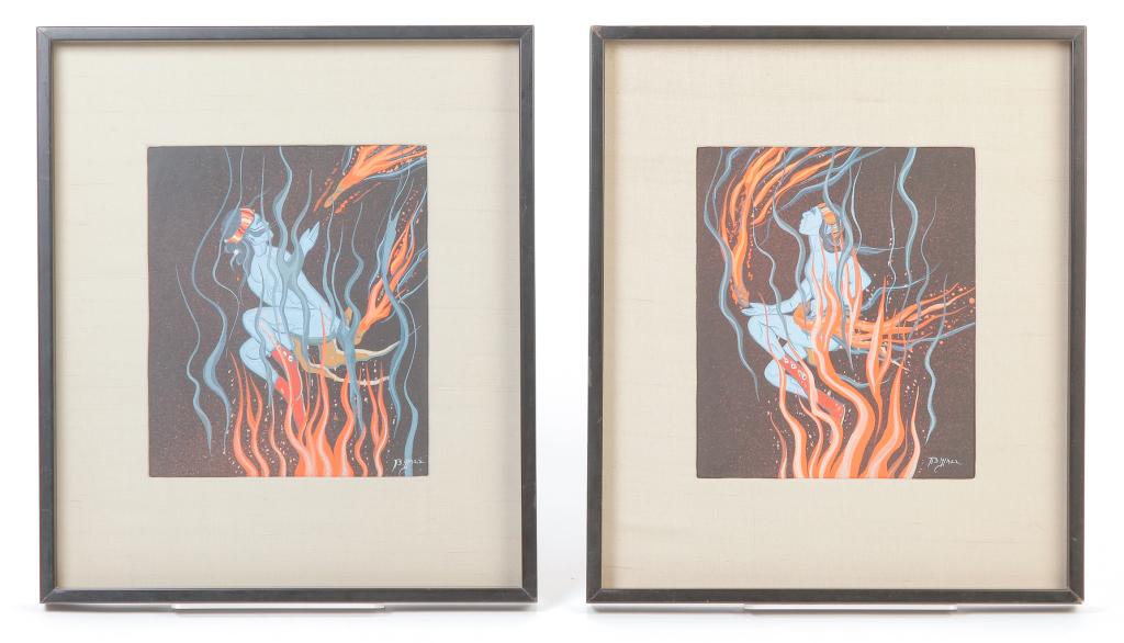 TWO FIRE DANCER PAINTINGS BY BEATIEN YAZZ. (1 of 3)