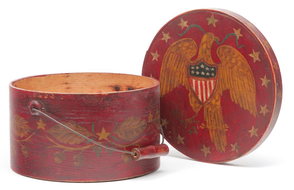 LEW HUDNALL DECORATED BENTWOOD CARRIER. (1 of 3)