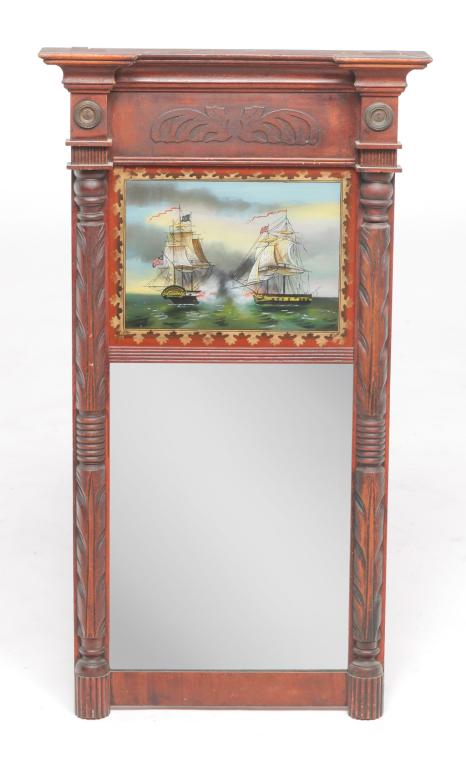 AMERICAN REVERSE PAINTED MIRROR. (1 of 2)
