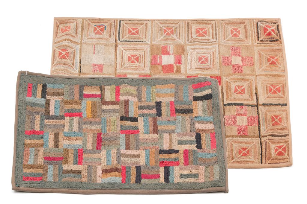 TWO AMERICAN HOOKED RUGS. (1 of 5)