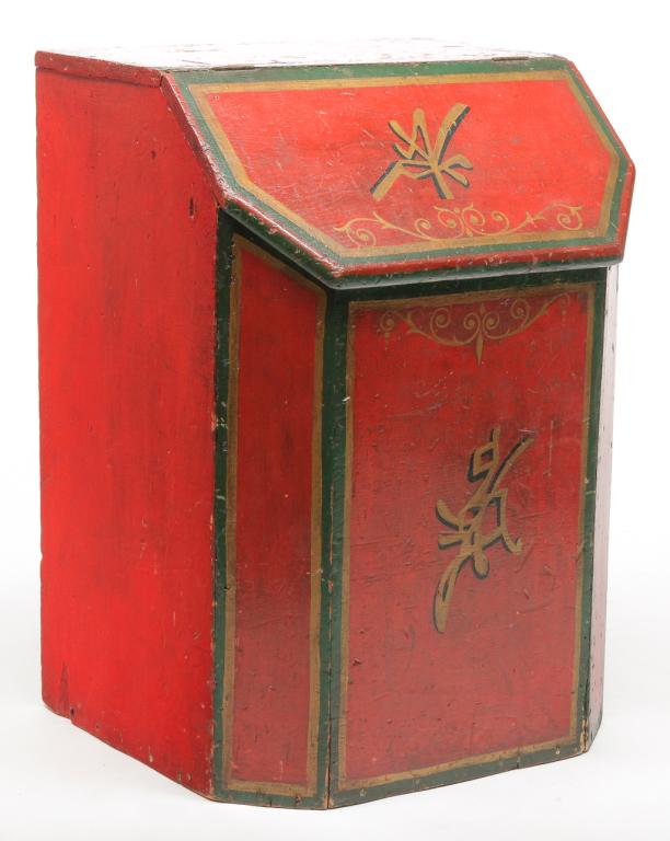 PAINTED STORE TEA BIN. (1 of 3)