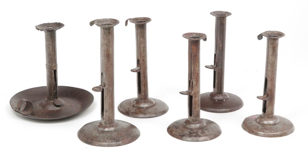 SIX HOGSCRAPER CANDLESTICKS. (1 of 4)