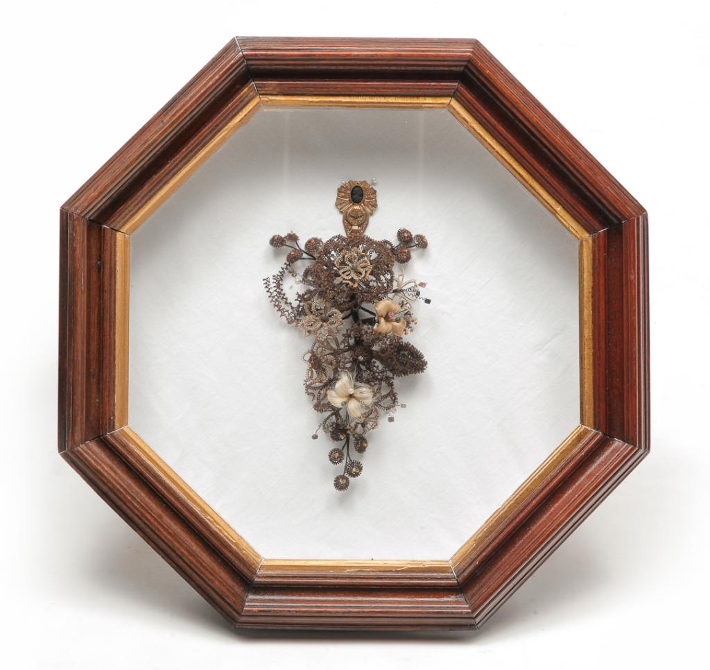 VICTORIAN MOURNING HAIR DISPLAY. (1 of 3)