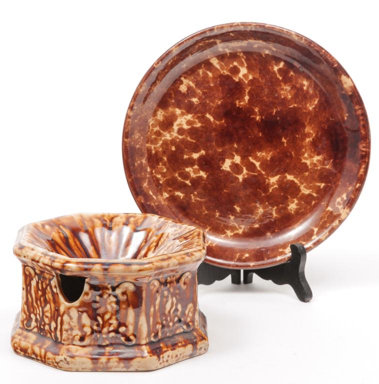 TWO ENGLISH ROCKINGHAM PIECES. (1 of 3)