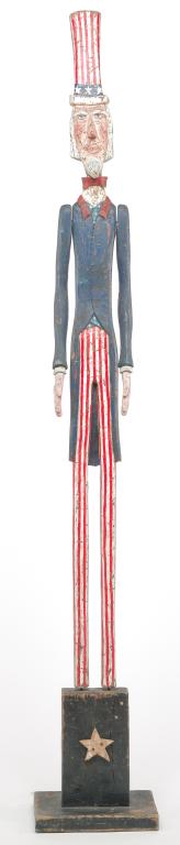AMERICAN FOLK ART UNCLE SAM CARVING. (1 of 2)
