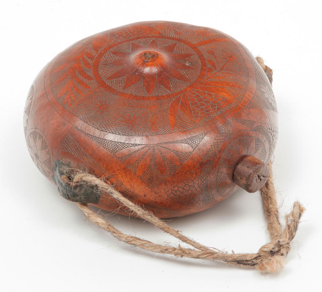 FOLK ART GOURD CANTEEN. (1 of 3)