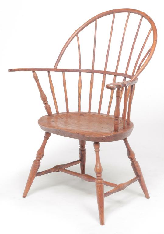 NEW ENGLAND SACKBACK WINDSOR ARMCHAIR. (1 of 2)